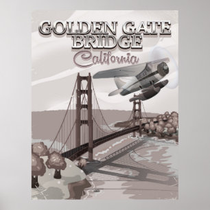 Golden Gate Bridge Californische reissepia Poster