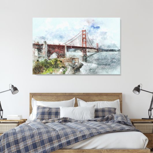 Golden Gate Bridge Canvas Afdruk (Insitu (Slaapkamer))
