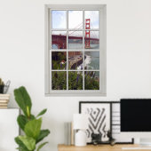 Golden Gate Bridge Faux - Fake White Window Poster (Thuiskantoor)