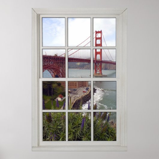 Golden Gate Bridge Faux - Fake White Window Poster (Voorkant)