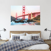 Golden gate bridge gooit kussen canvas afdruk (Insitu (Slaapkamer))
