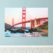 Golden gate bridge gooit kussen canvas afdruk (Insitu (Houten vloer))