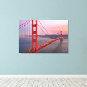Golden gate bridge gooit kussen canvas afdruk (Insitu (Houten vloer))