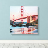 Golden gate bridge gooit kussen canvas afdruk (Insitu (Houten vloer))