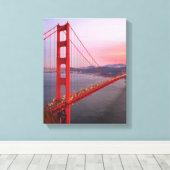 Golden gate bridge gooit kussen canvas afdruk (Insitu (Houten vloer))