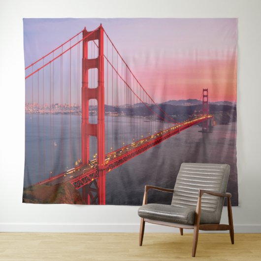 Golden gate bridge gooit kussen wandkleed (In Situ (horizontaal))