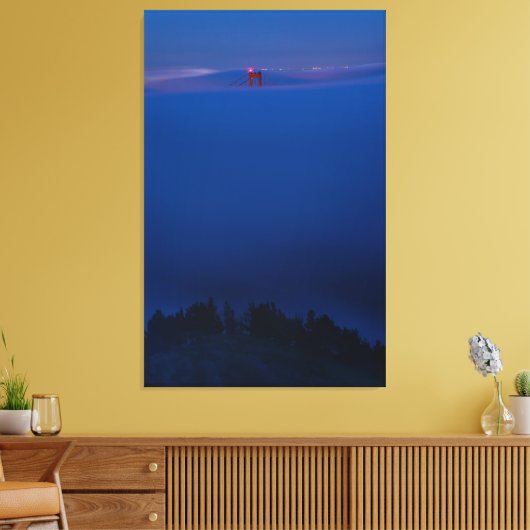 Golden Gate Bridge in Mist bij Nacht Canvas Afdruk (Insitu (Woonkamer))