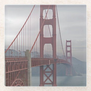Golden gate bridge in mist. glazen onderzetter