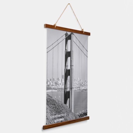 Golden Gate Bridge in monochroom Hangend Wandkleed (Gebogen)