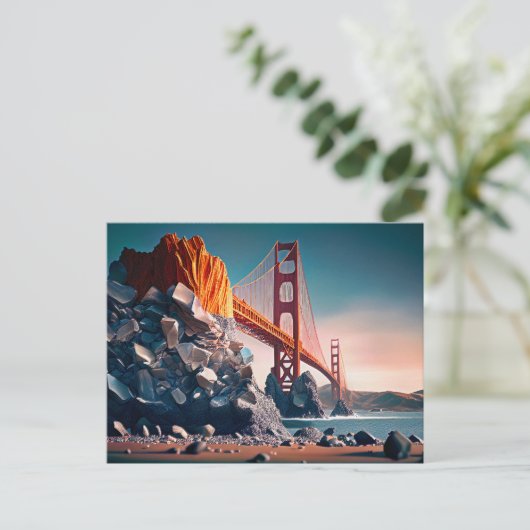 Golden Gate Bridge in San Fran, Digitale kunst Briefkaart (Staand voorkant)