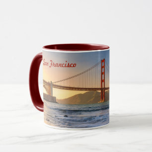 Golden Gate Bridge in San Francisco bij zonsonderg Mok