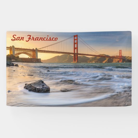 Golden Gate Bridge in San Francisco bij zonsonderg Spandoek (Horizontaal)