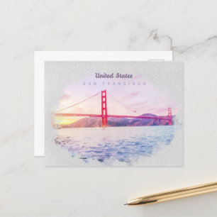 Golden gate bridge in waterverf Briefkaart