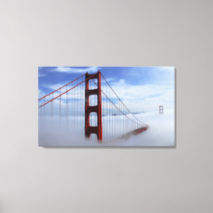 Golden Gate Bridge in wolken geslikt Canvas Afdruk