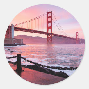 Golden Gate Bridge, landschappelijke foto, Ronde Sticker