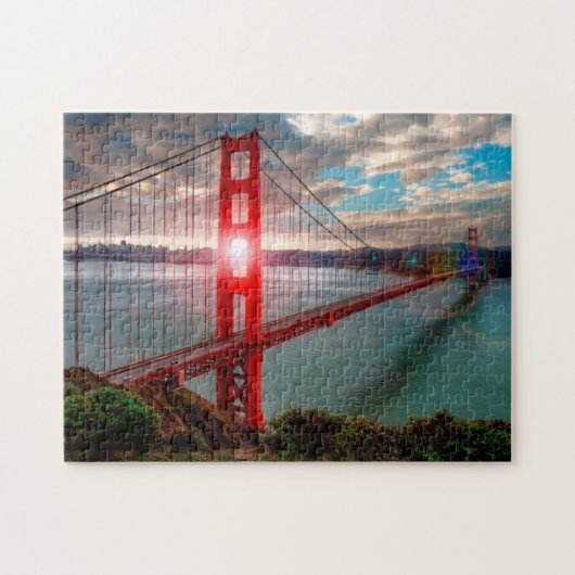 Golden Gate Bridge met Sun Shining through. Legpuzzel (Horizontaal)