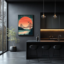 Golden Gate Bridge - Minimalistisch silhouet voor 