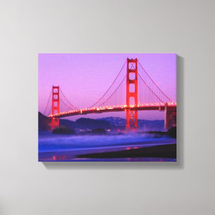 Golden Gate Bridge op Baker Beach bij zonsondergan Canvas Afdruk