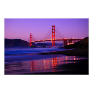 Golden Gate Bridge op Baker Beach bij zonsondergan Perfect Poster