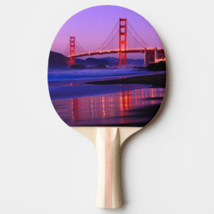 Golden Gate Bridge op Baker Beach bij zonsondergan Tafeltennisbatje