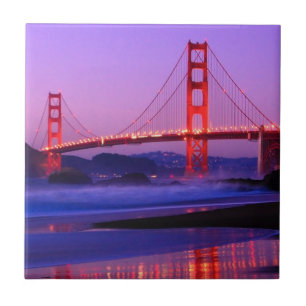 Golden Gate Bridge op Baker Beach bij zonsondergan Tegeltje