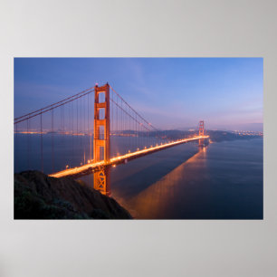 Golden Gate Bridge op zonsondergang Poster