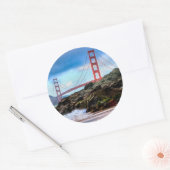 Golden Gate Bridge op zonsondergang Ronde Sticker (Envelop)