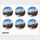 Golden Gate Bridge op zonsondergang Ronde Sticker (Vel)