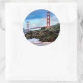 Golden Gate Bridge op zonsondergang Ronde Sticker (Tas)