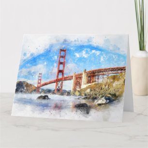 Golden Gate Bridge pastel in San Francisco Bedankkaart
