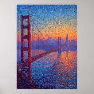 Golden Gate Bridge Pointillisme San Francisco Poster