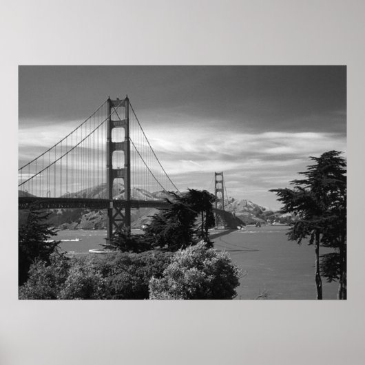 Golden Gate Bridge Poster noir et blanc (Devant)