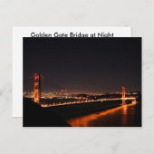 Golden Gate Bridge 's nachts Briefkaart (Voorkant / Achterkant)