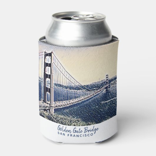 Golden Gate Bridge San Francisco Aquarel Kunst  Blikjeskoeler (Blikje Voorkant)