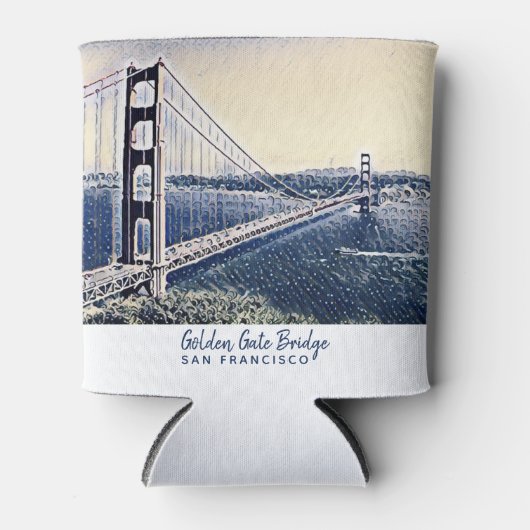 Golden Gate Bridge San Francisco Aquarel Kunst  Blikjeskoeler (Voorkant)