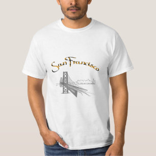Golden Gate Bridge, San Francisco, CA Grey/Gold T- T-shirt