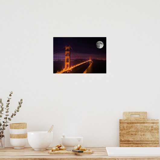 Golden Gate Bridge San Francisco Night Scenery Poster (Keuken)