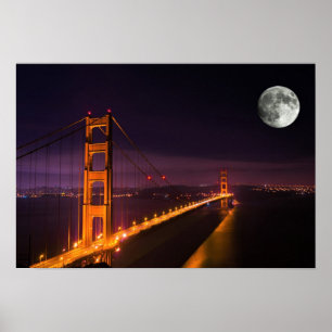 Golden Gate Bridge San Francisco Night Scenery Poster