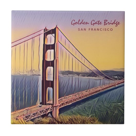 Golden Gate Bridge San Francisco schilderen Tegeltje (Voorkant)