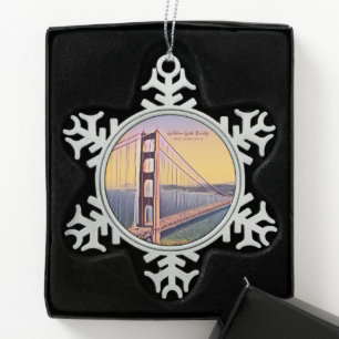 Golden Gate Bridge San Francisco  schilderen Tin Sneeuwvlok Ornament