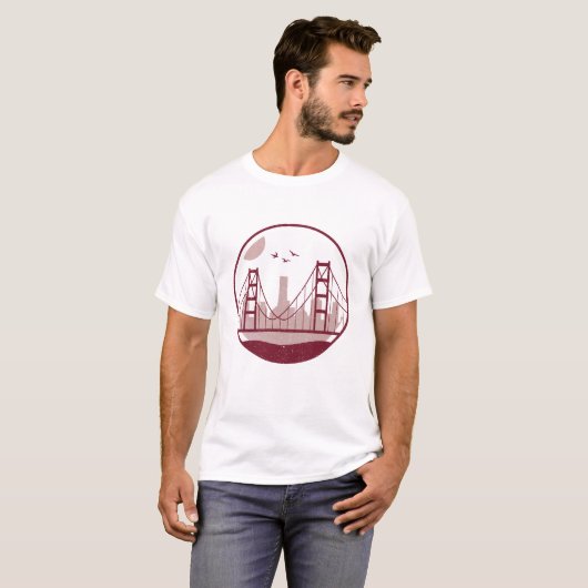 Golden Gate Bridge San Francisco Skyline T-shirt (Voorkant volledig)