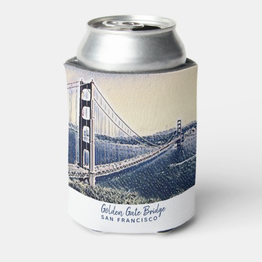 Golden Gate Bridge San Francisco Waterverf Art Blikjeskoeler (Blikje Achterkant)