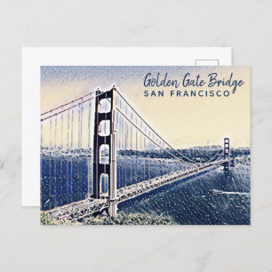 Golden Gate Bridge San Francisco Waterverf Art Briefkaart