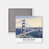 Golden Gate Bridge San Francisco Waterverf Art Magneet (Voorkant / Achterkant)