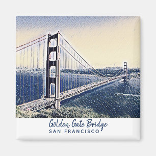 Golden Gate Bridge San Francisco Waterverf Art Magneet