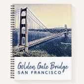 Golden Gate Bridge San Francisco Waterverf Art Notitieboek (Voorkant)