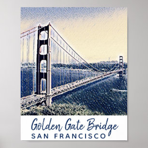Golden Gate Bridge San Francisco Waterverf Art Poster