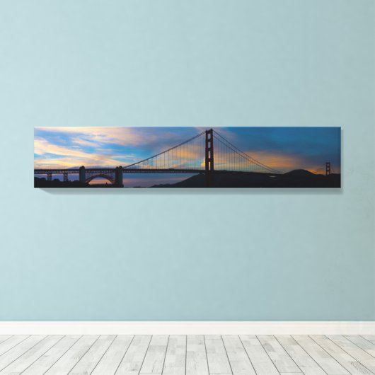 Golden Gate Bridge Sunset Panorama Canvas Afdruk (Insitu (Houten vloer))