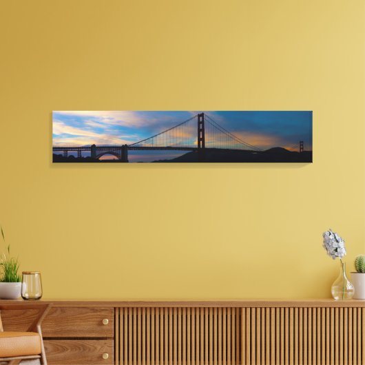 Golden Gate Bridge Sunset Panorama Canvas Afdruk (Insitu (Woonkamer))
