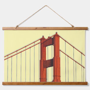 Golden Gate Bridge tegen gele achtergrond Hangend Wandkleed